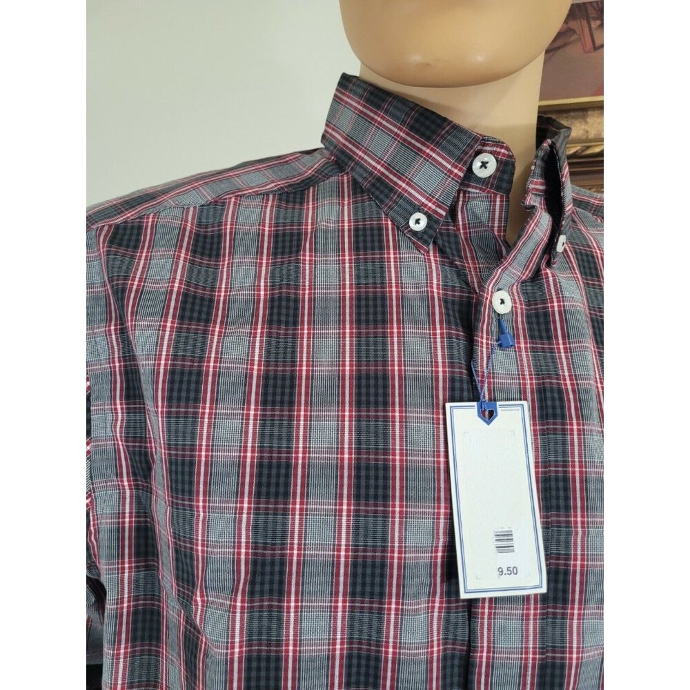 Rowm Men's Shirt Size LT Tall Gray Red Long Sleeve Button Up Plaid Cotton 33 - Picture 5 of 6